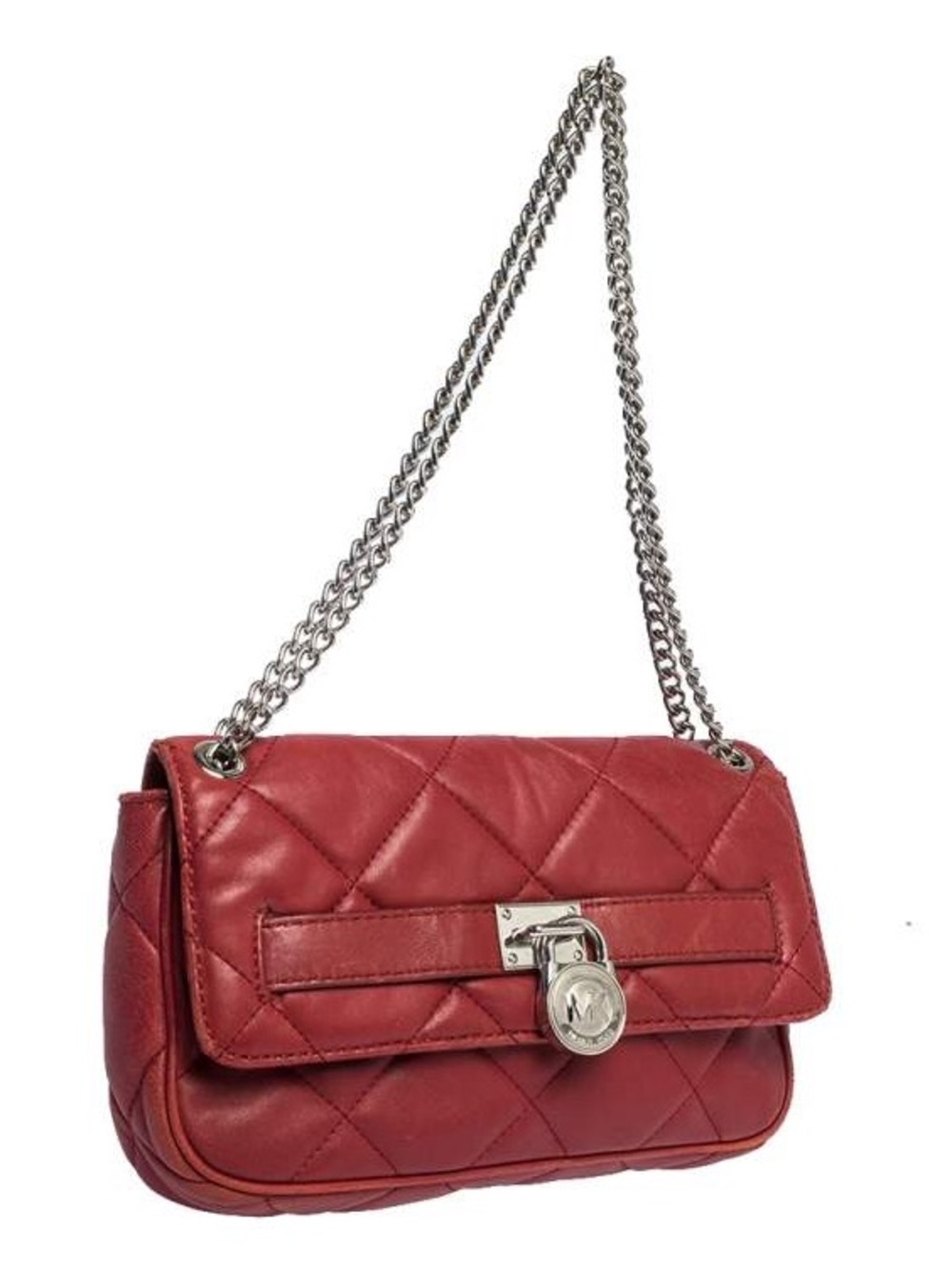 Michael Kors Red Quilted Shoulder Bag with Silver Chain